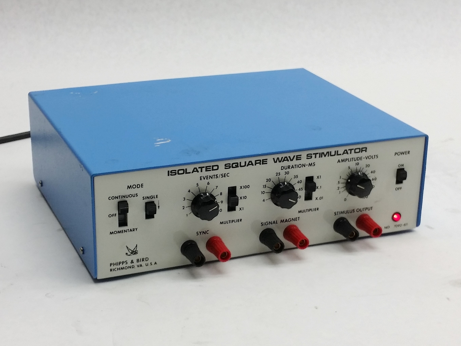 PHIPPS & BIRD 7092-611 ISOLATED SQUARE WAVE STIMULATOR ELECTRIC CURRENT UNKNOWN