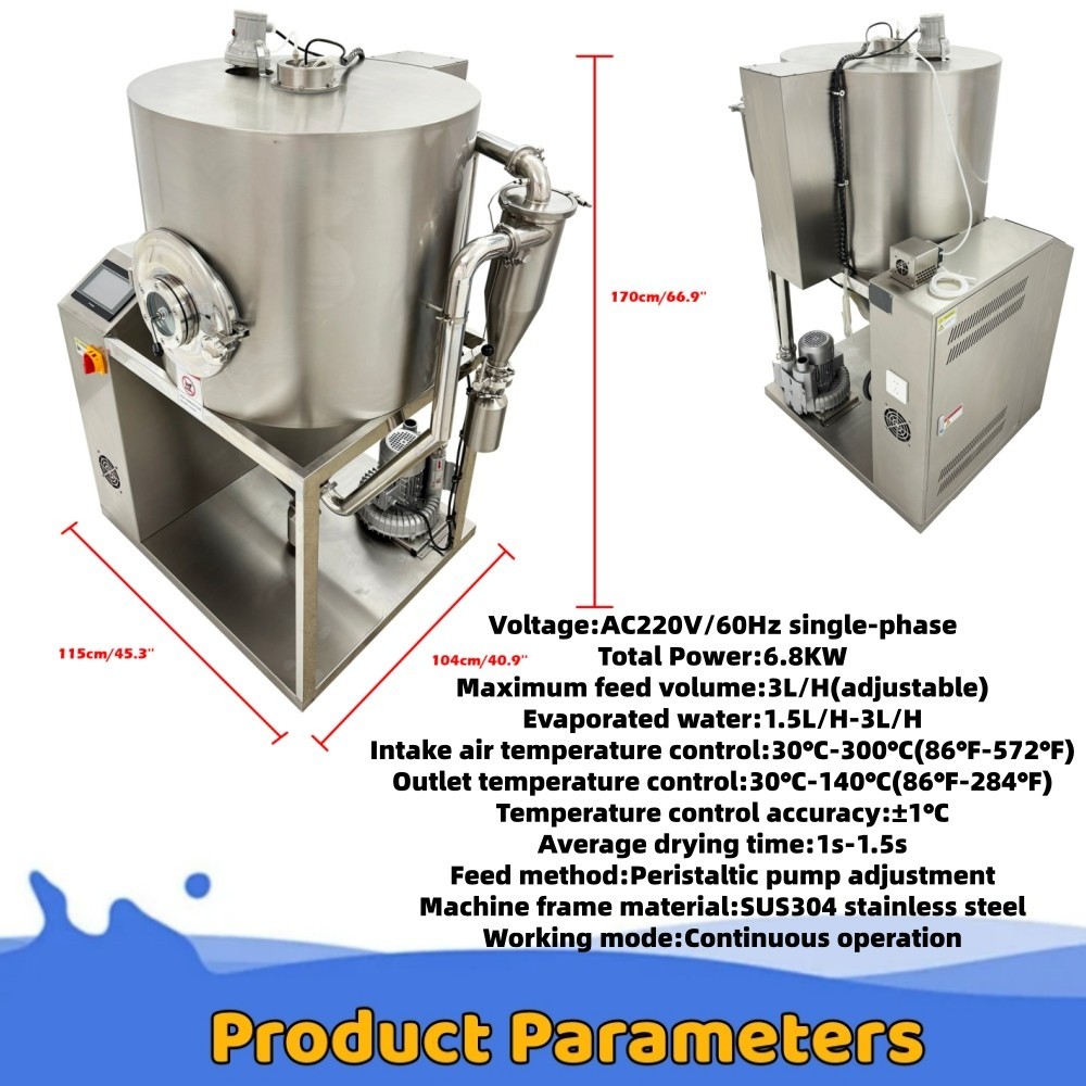 3L/H Centrifugal Spray Dryer 220V 1PH Material Continuous Drying Machine