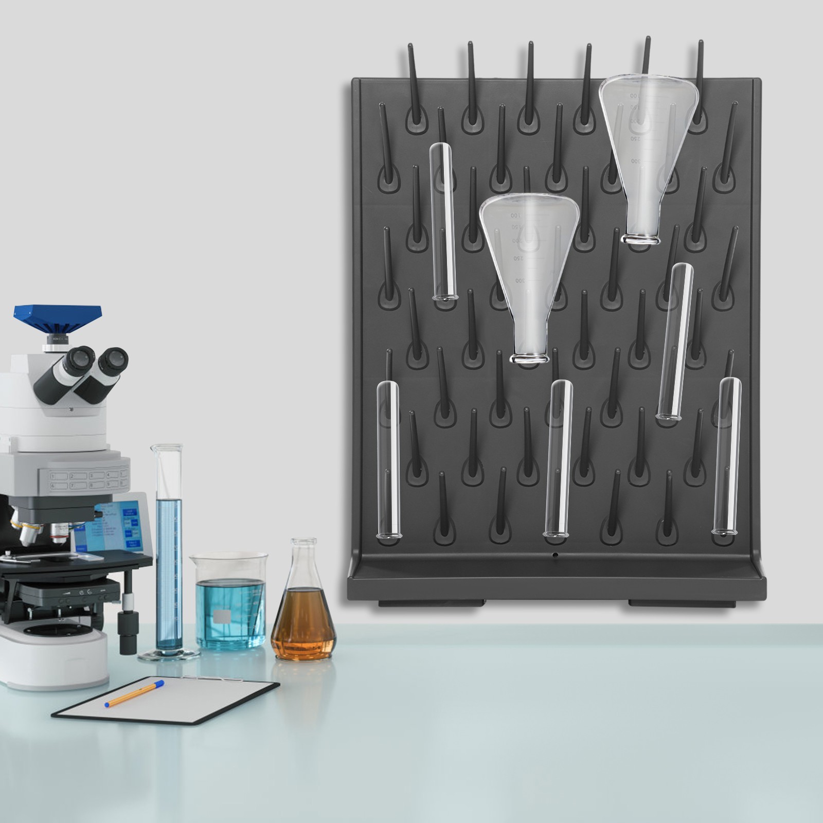 Laboratory Drying Rack 52 Rods Gray Bottle Drying Rack for Test Tubes Beakers