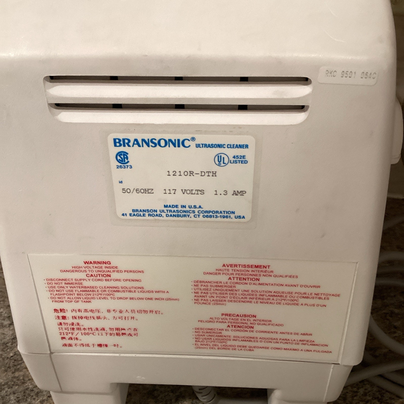 Branson 1210R-DTH Heated Ultrasonic Cleaner Bransonic 1210