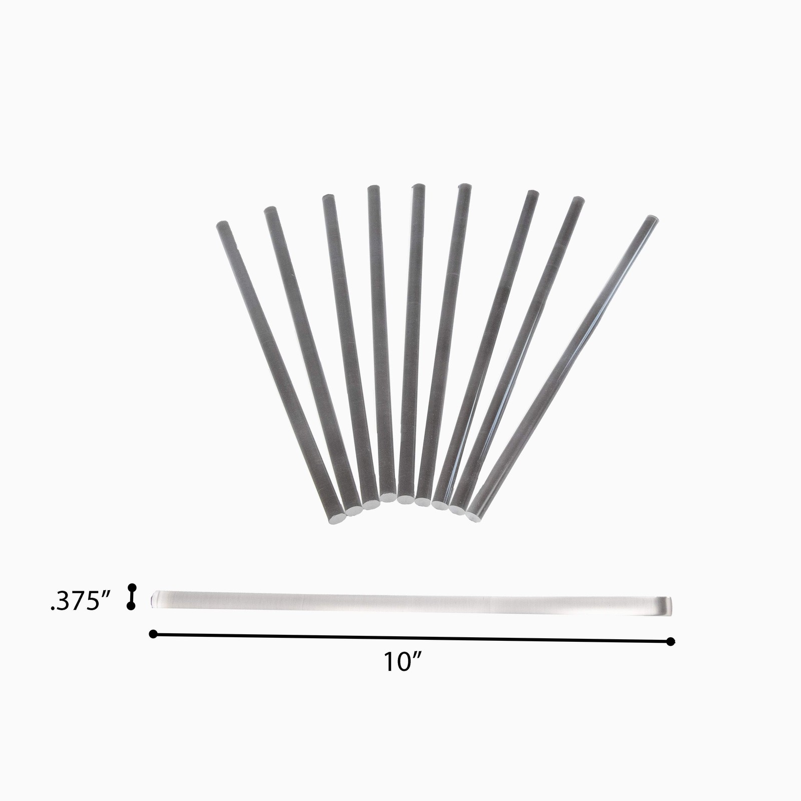 Friction Rod, Acrylic, 9.5mm x 254mm, Pack of 10