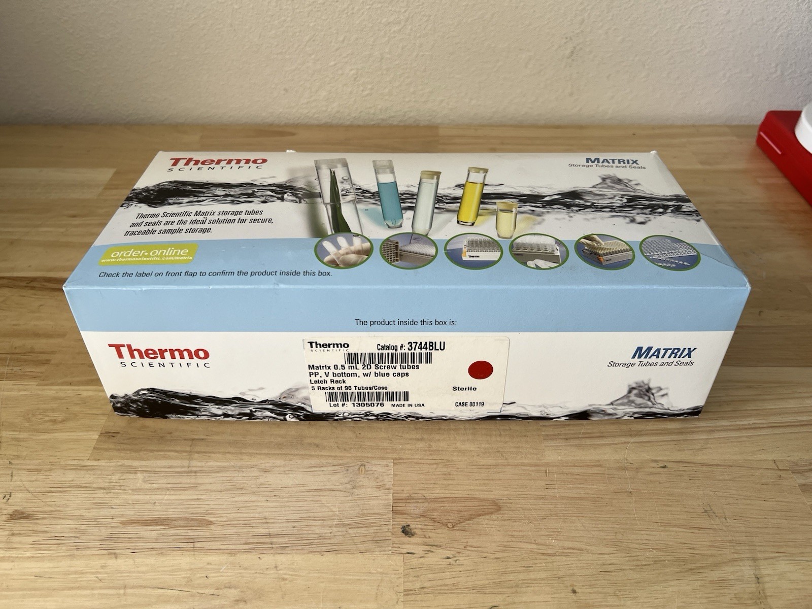 Thermo Matrix 3744BLU 0.5mL 2D Screw Tubes STERILIZED CAP barcodes Racked