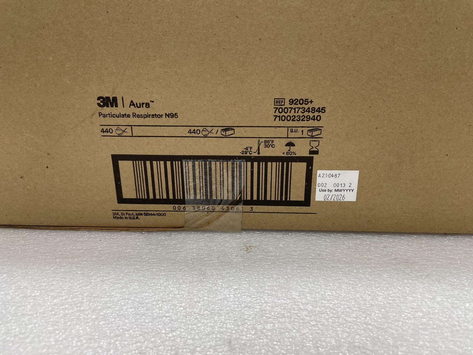 3M Aura 9205+ N95 NIOSH Approved Particulate Respirator Masks Case of 440