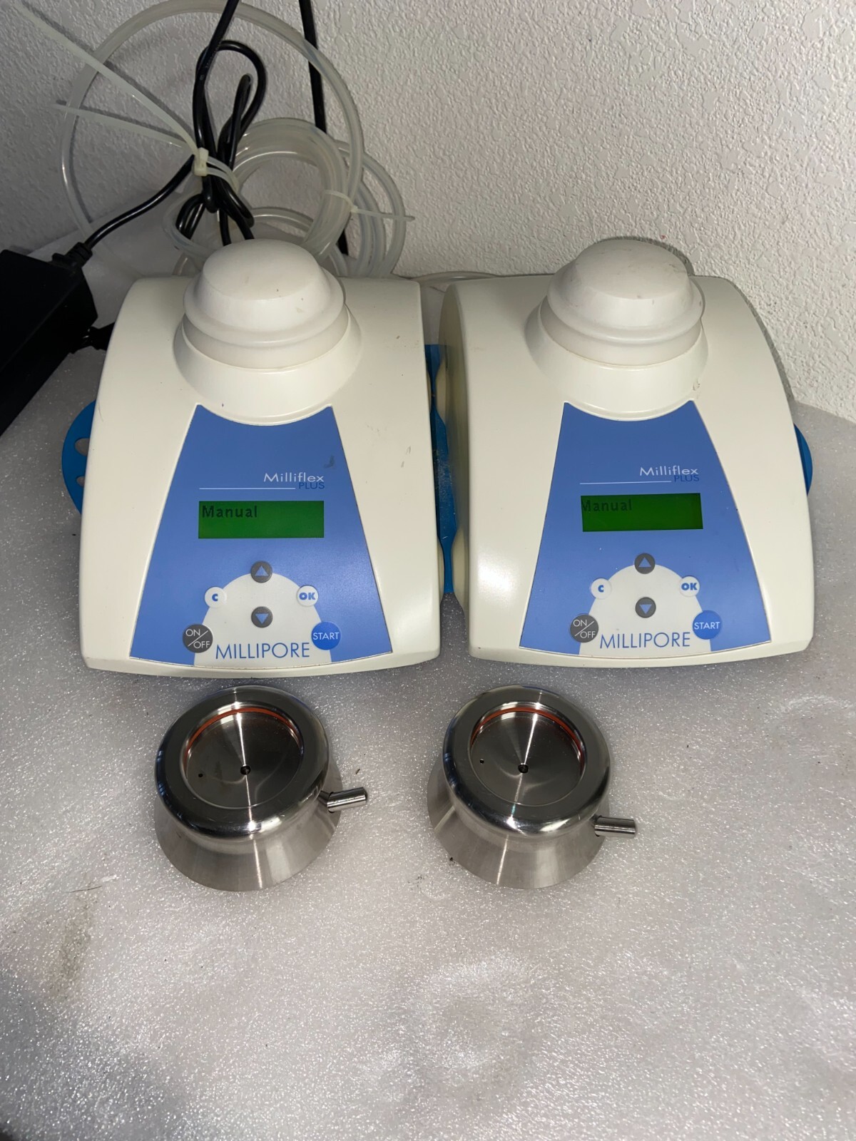 Dual Millipore Milliflex PLUS with MXPHEAD01 Pump Heads and Power Supply – Used