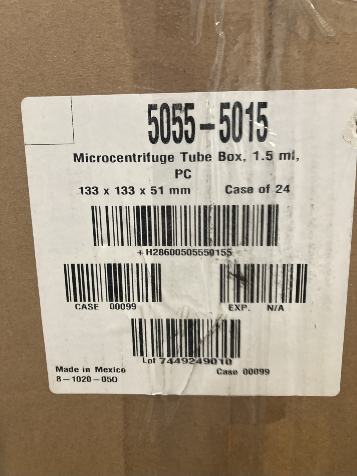 NEW Thermo 5055-5015 Microcentrifuge Tube Box 1.5ml 133x133x51 mm Case of 24 MEX