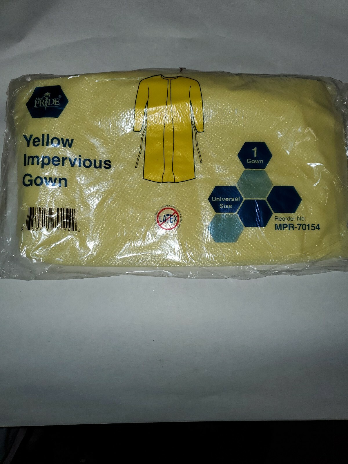 Medpride Yellow Impervious Gowns 10 pk. indv. wrap. Quick shipping. USA Seller.