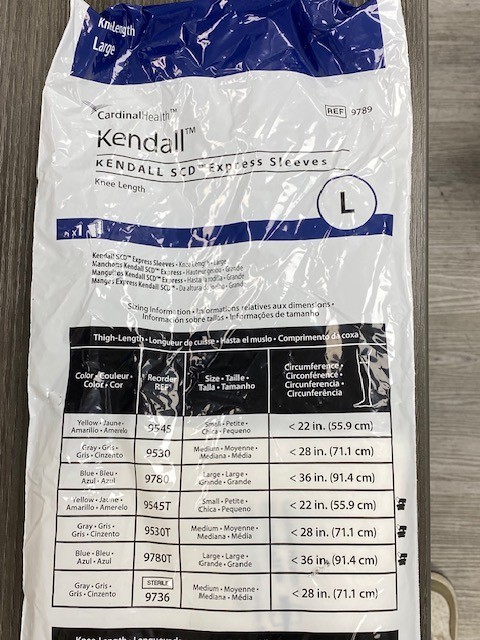 Lot of 5 Cardinal Health Kendall SCD Express Sleeves Large, 9789 – 02/2031