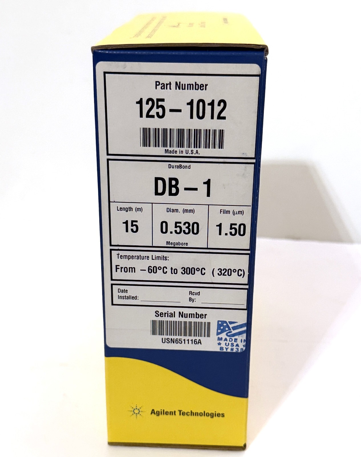 Agilent J&W DB-1 122-1032 GC Column 15 m, 0.53 mm, 1.50 µm