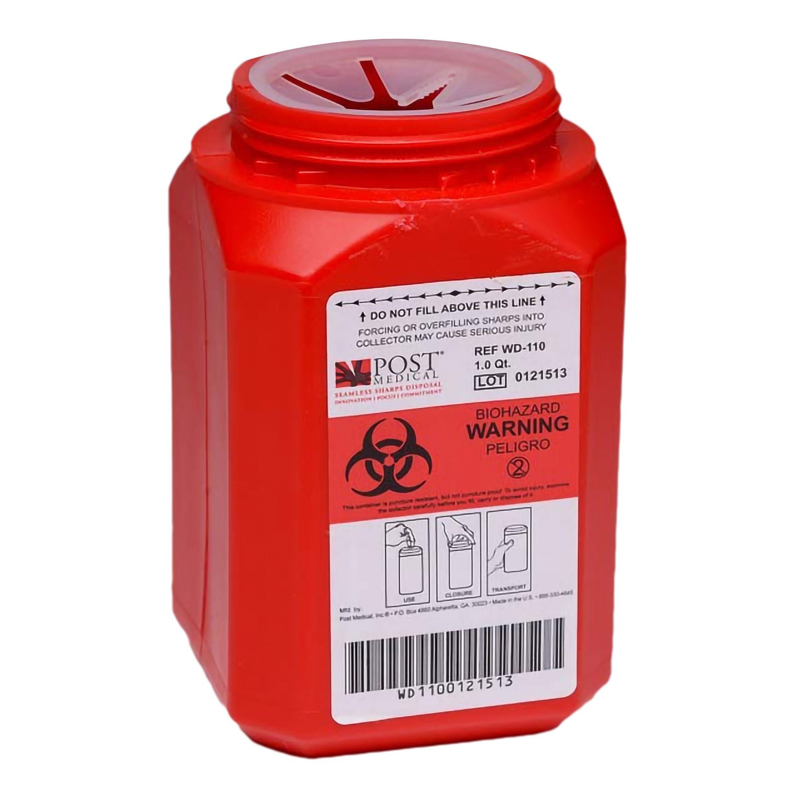 Post Medical Multi-purpose Sharps Container, 1 Quart (Case of 24)
