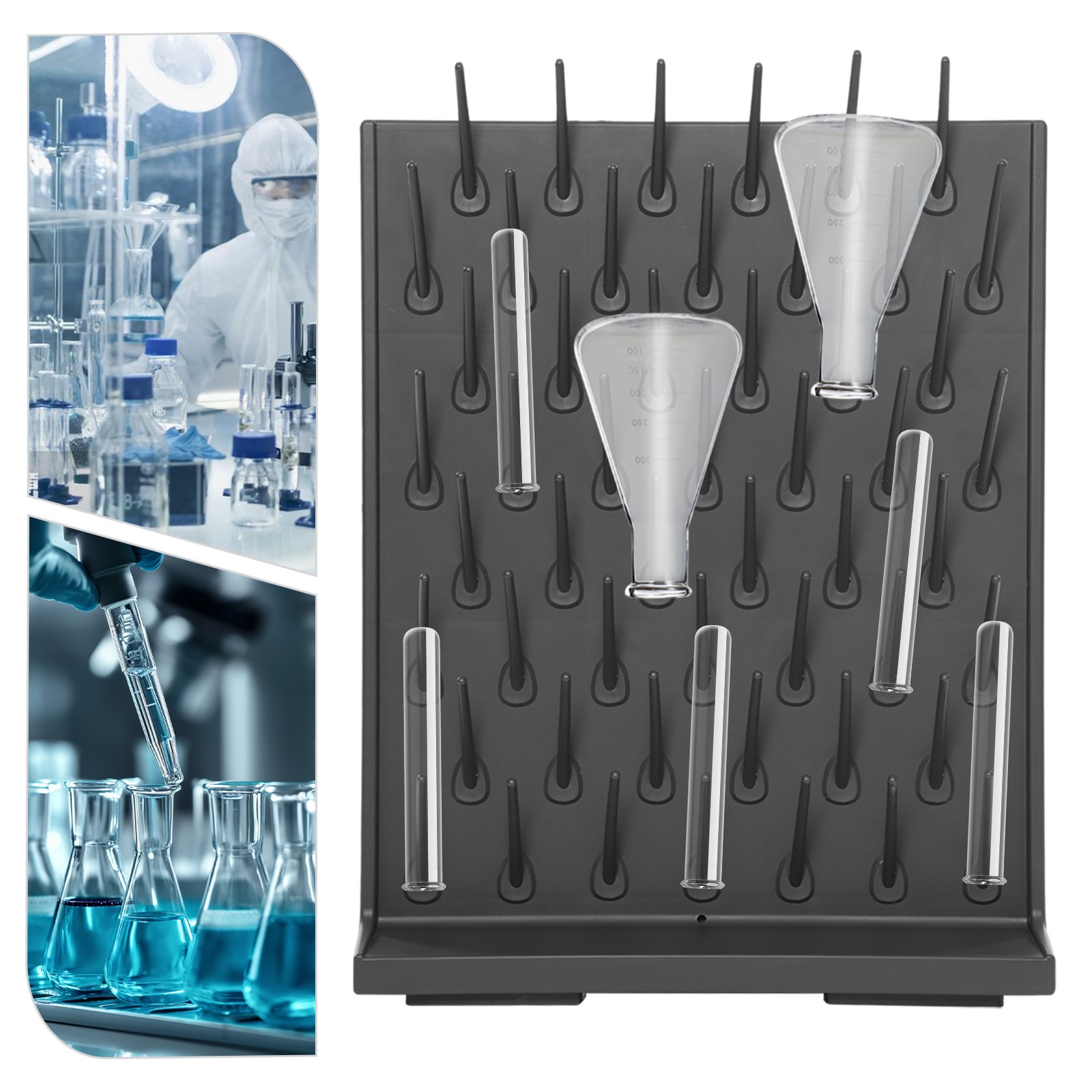 Laboratory Drying Rack 52 Rods Gray Bottle Drying Rack for Test Tubes Beakers