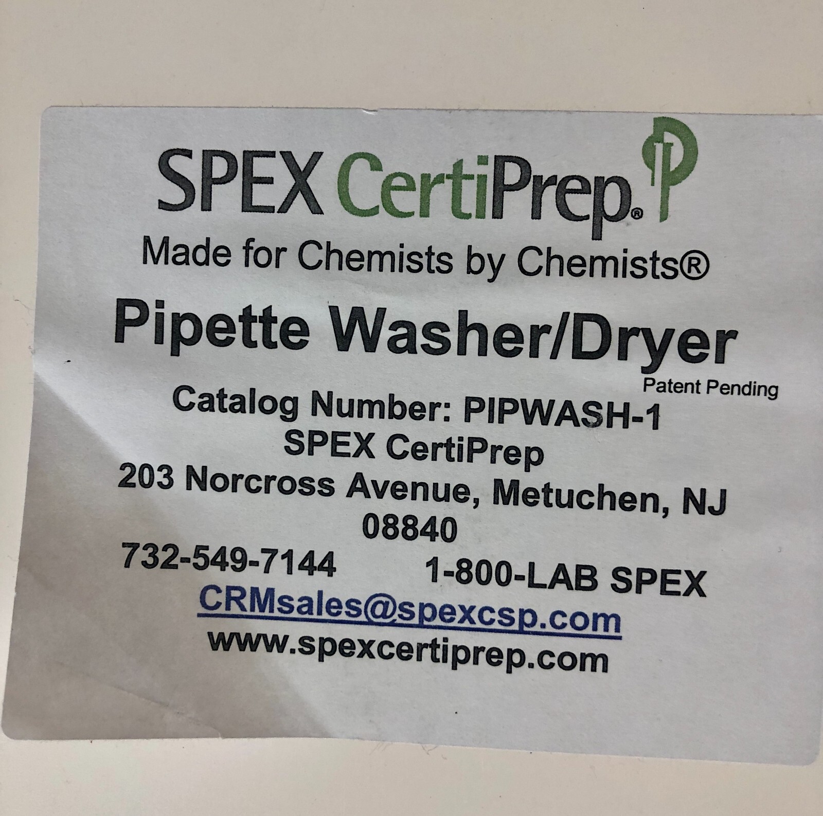 SPEX CertPrep Pipette Washer/Dryer