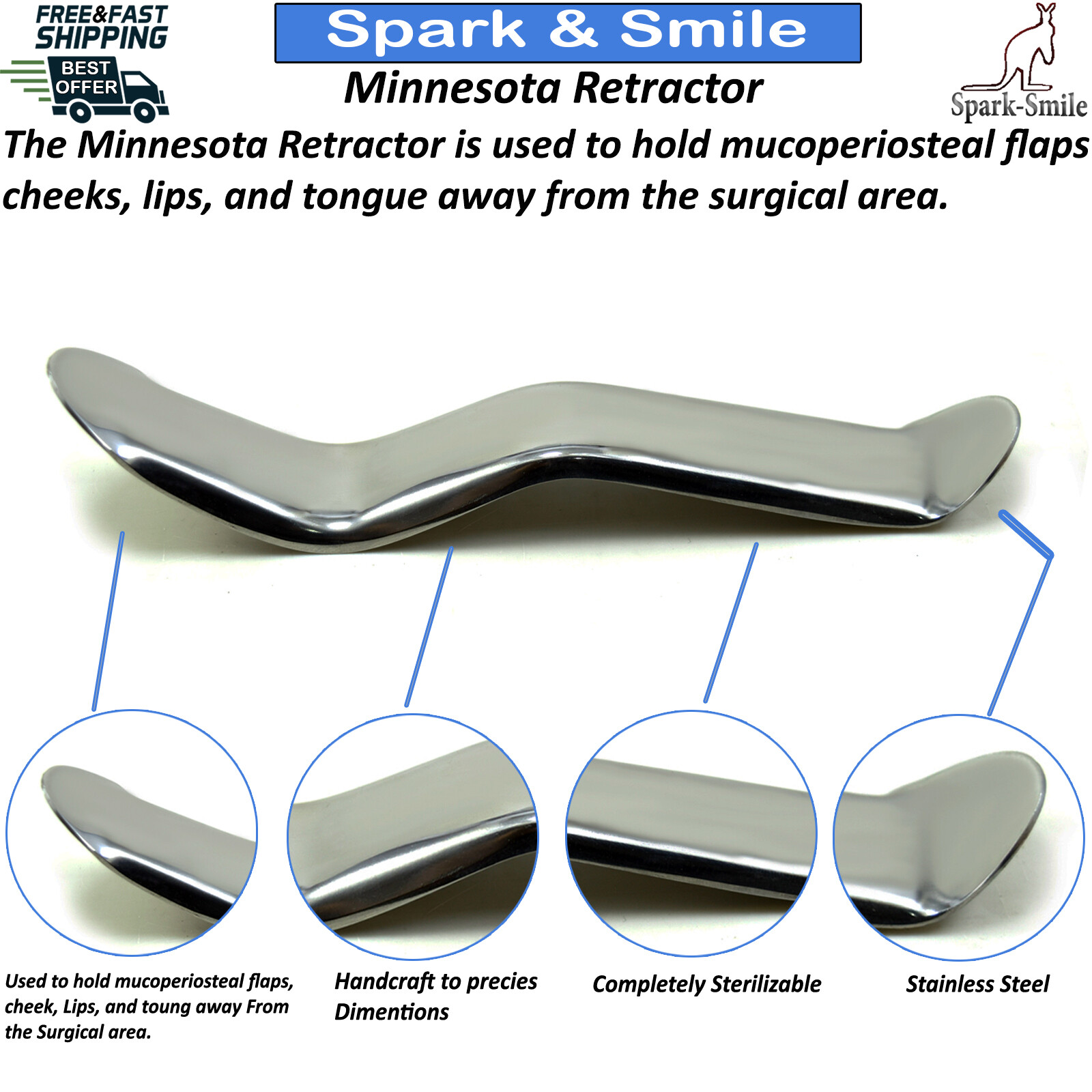Minnesota Cheek Retractor Surgical Mucoperiosteal Flaps Cheek Dentist Surgery CE