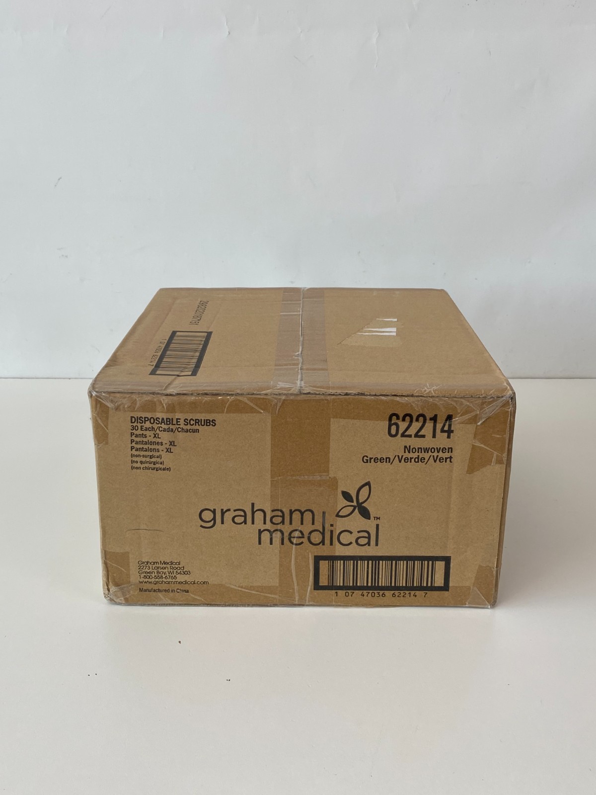 GRAHAM MEDICAL Box of 30 Disposable Scrubs Pants-XL 62214 (*BB26*)
