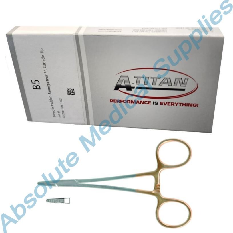 *1-Pack* A. Titan Baumgartner Carbide Needle Holder 5.5″ Stainless Steel B5