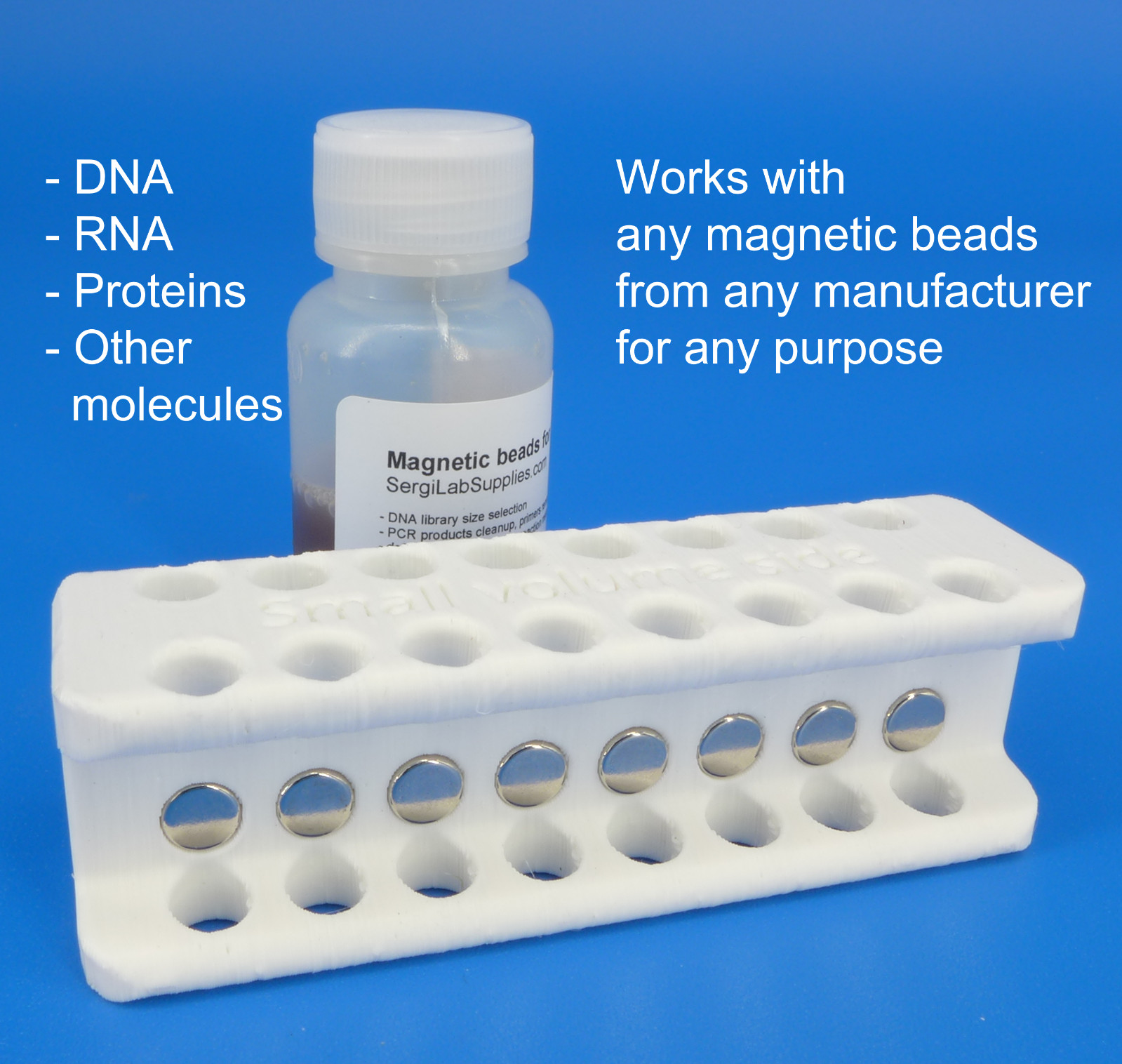 Magnetic rack for DNA, RNA, protein purification, for PCR tubes (100-300 uL)