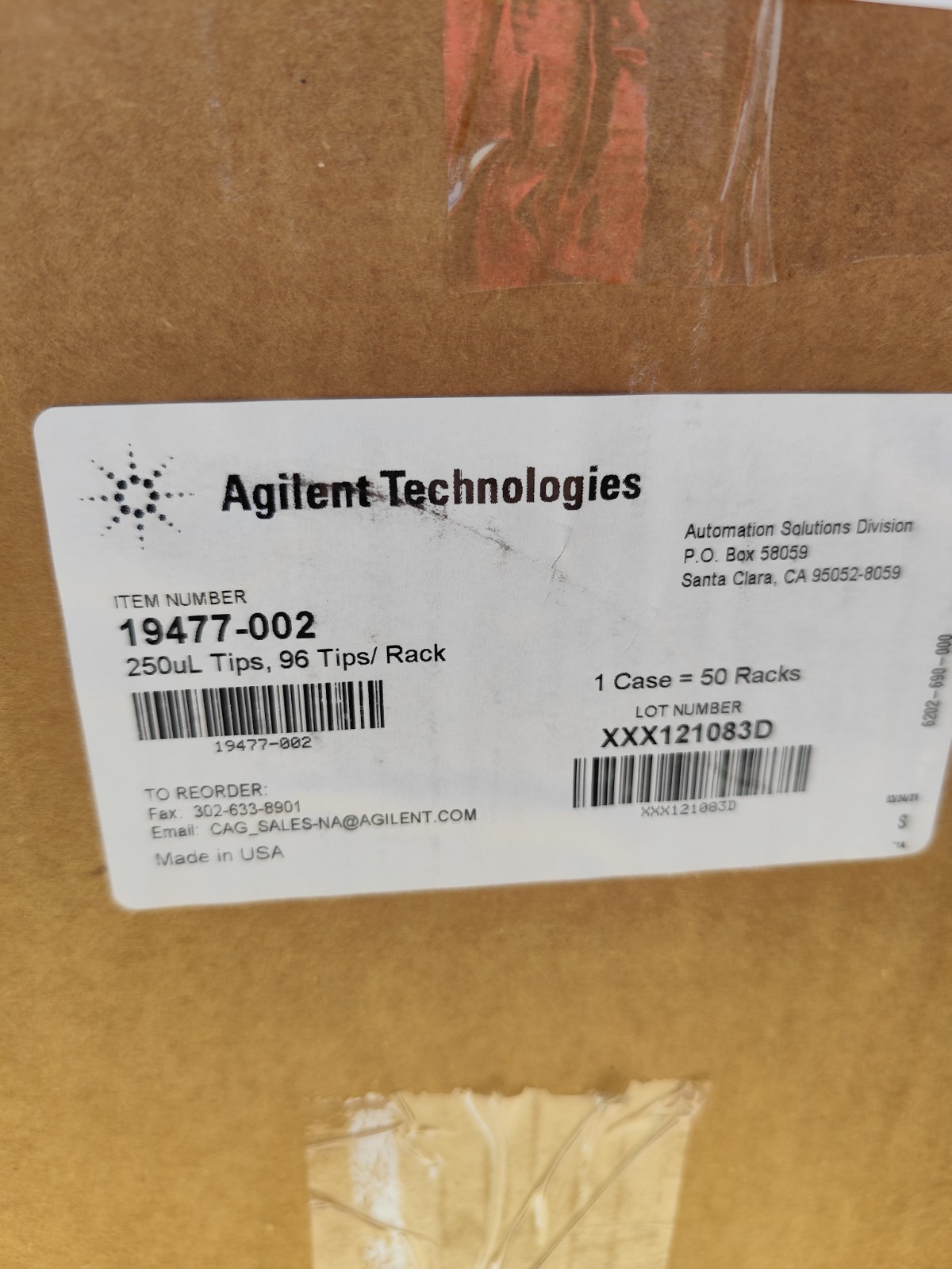 19477-002 Agilent Bravo Tips Racked cs 50 for Bravo 96LT