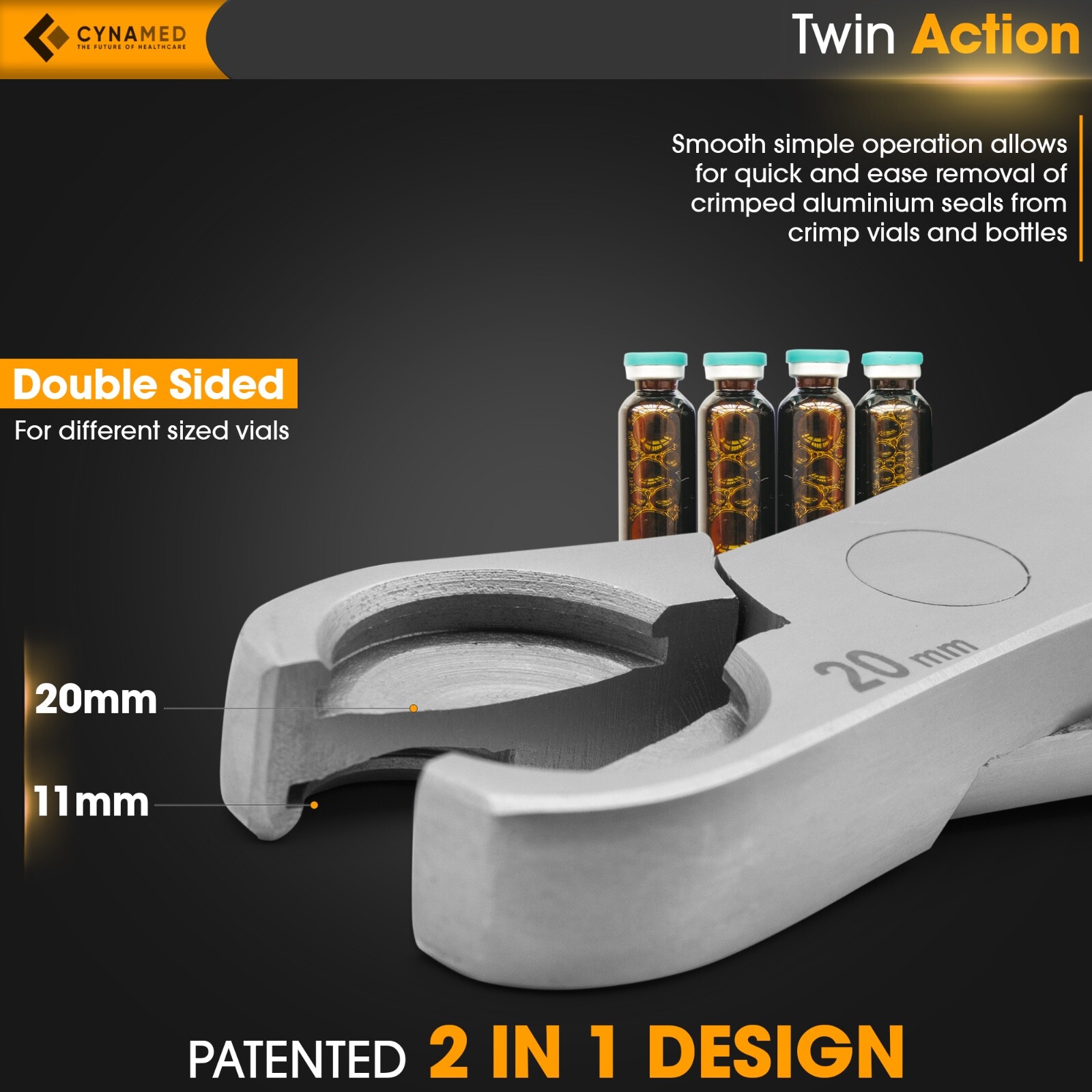 Cynamed Stainless Steel Twin Action Decapper Pliers For Decapping Crimped Vials
