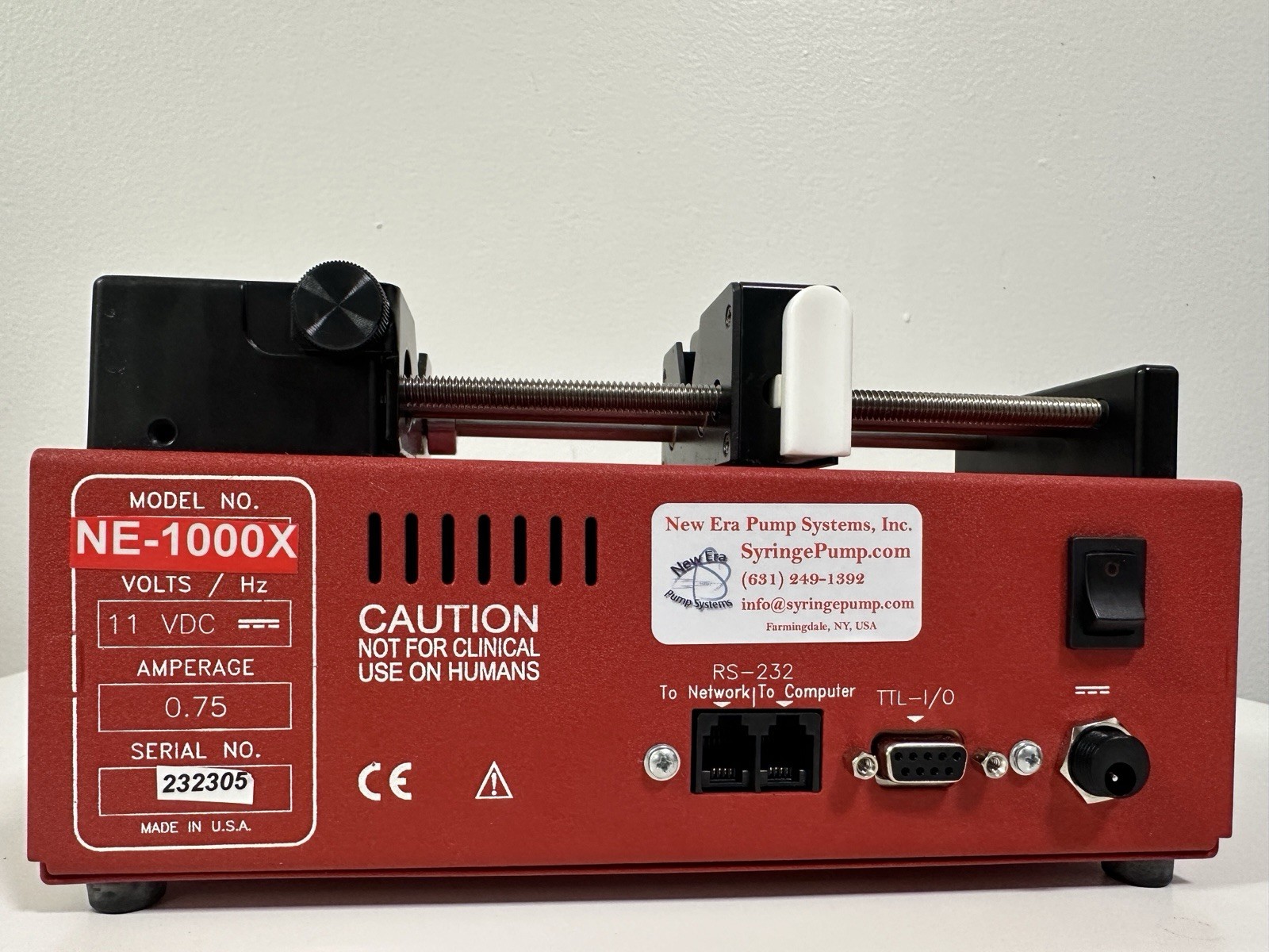 New Era Pump Systems | Single Syringe Pump NE-1000 | Holds Syringes up to 60mL
