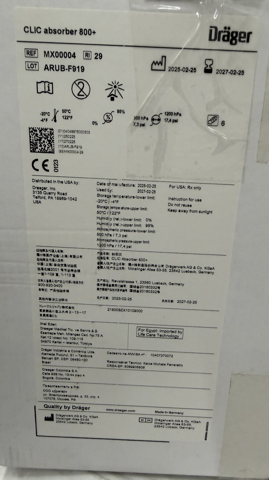 Drager CLIC absorber 800+ MX00004 Exp 2027-02-25