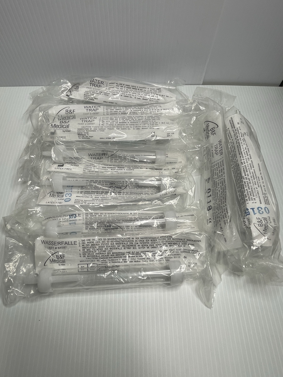 Allied Healthcare B&F Latex Free In-Line Water Trap Part# 64597 Total 9 Units