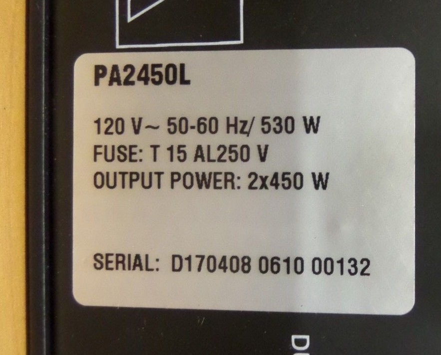 EV PA2450L 2×450 W PROFESSIONAL AMPLIFIER