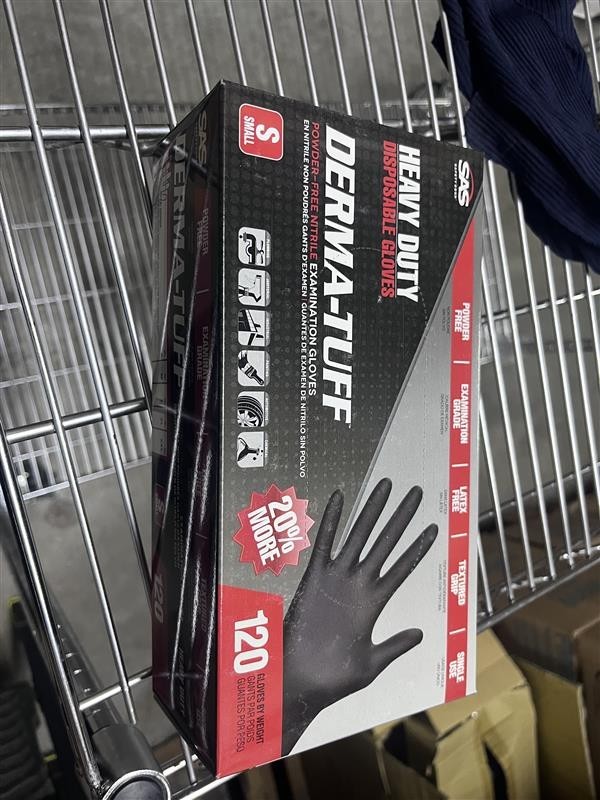 SAS Safety 66581 corp Derma-Tuff Powder-Free Nitrile Gloves – Sml Pack of 120