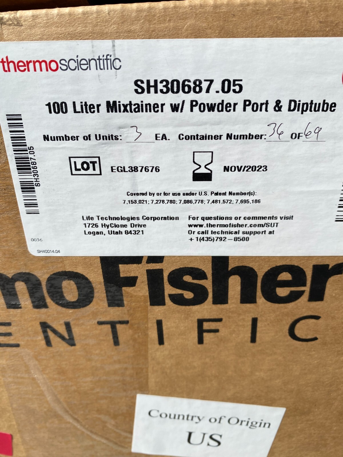 Thermo Scientific™Mixtainer w/Powder Port & Diptube (SH30687.05)