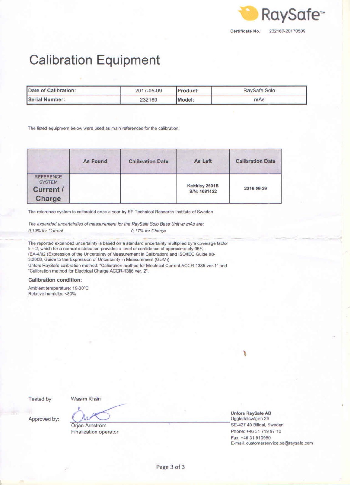Unfors RaySafe Solo mAs 8221023-A Solo Base Unit w/mAs