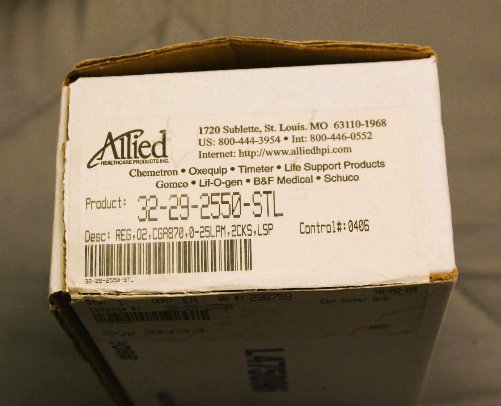 Allied Healthcare Products Oxygen regulator 32-29-2550-STL 0-25