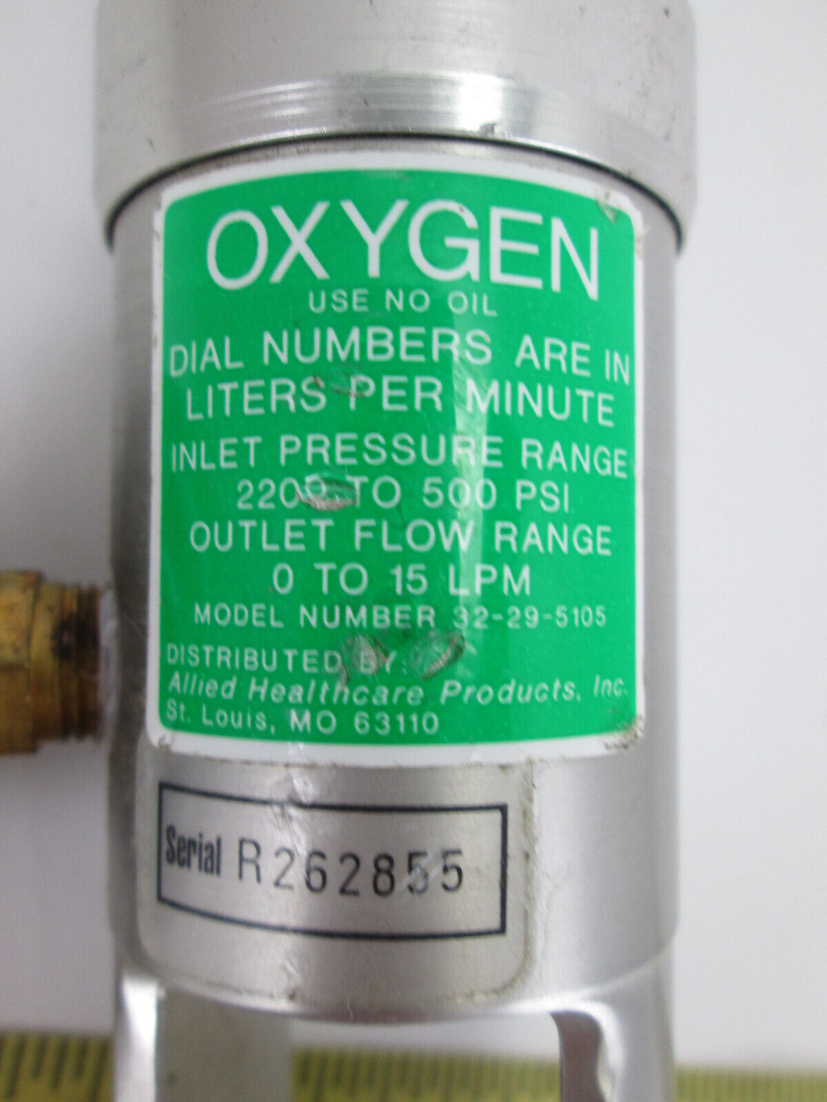 Allied Healthcare Oxygen O2 Regulator 32-29-5105 SKU J