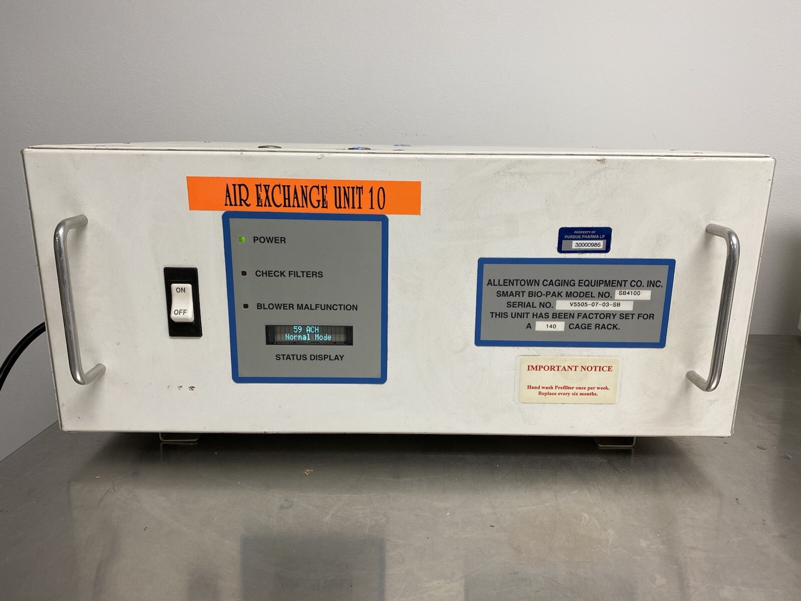 ALLENTOWN CAGING SMART BIO PAK SB4100 Blower Pre-owned Tested