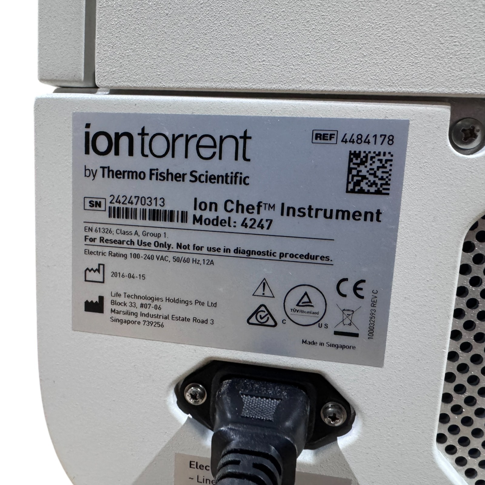 Thermo Fisher Ion Chef Instrument 4247 Next-Gen Sequencing Prep System