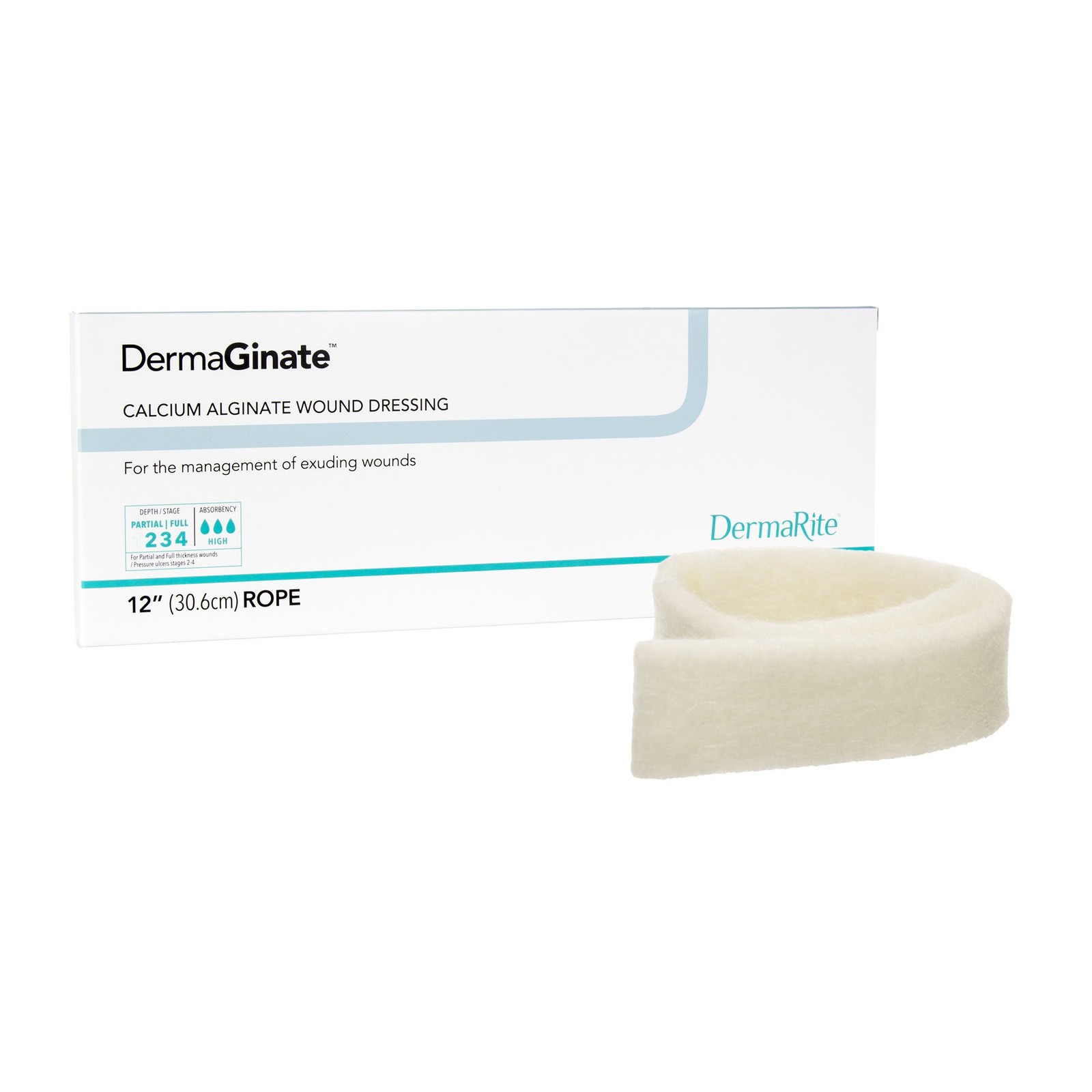 Alginate Dressing DermaGinate Calcium Alginate 12 Inch Length Rope