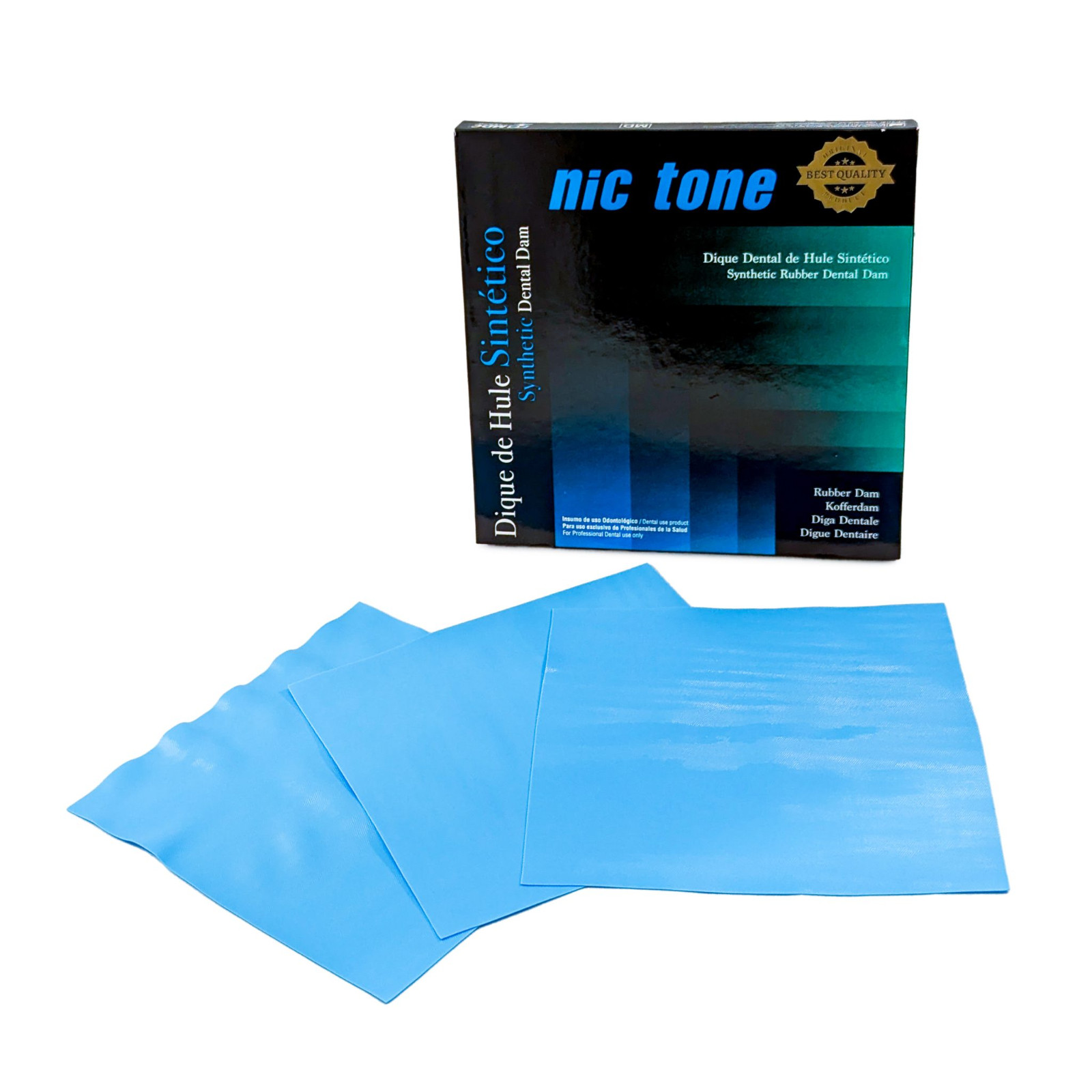 MDC NIC TONE® Synthetic (Non-Latex) Dental Dam Medium Blue 6″x6″ 15 Sheets/box