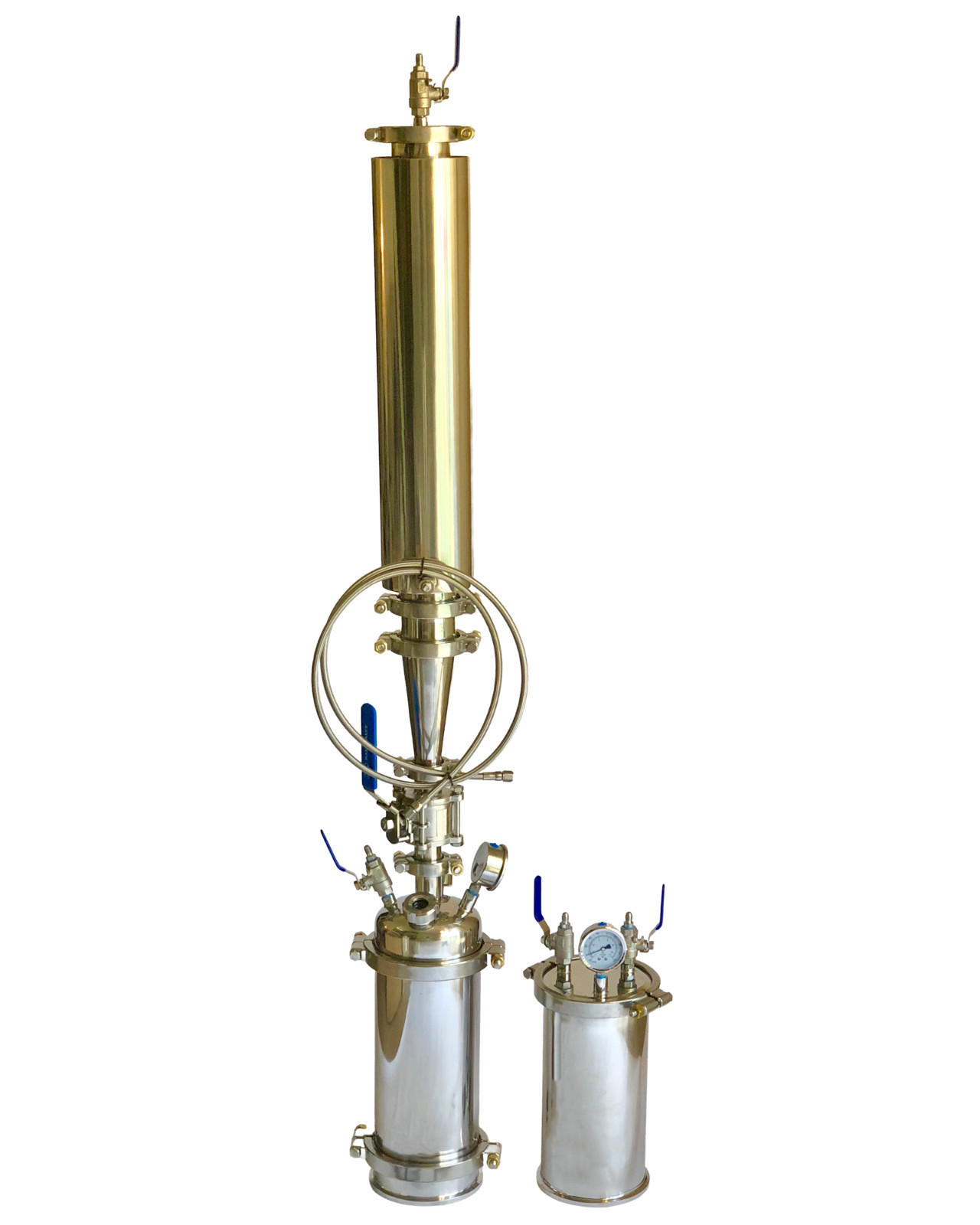 1lb 6″ SS 304 Hemispheric Dewaxing Closed Loop Extractor Recovery Tank, Hose
