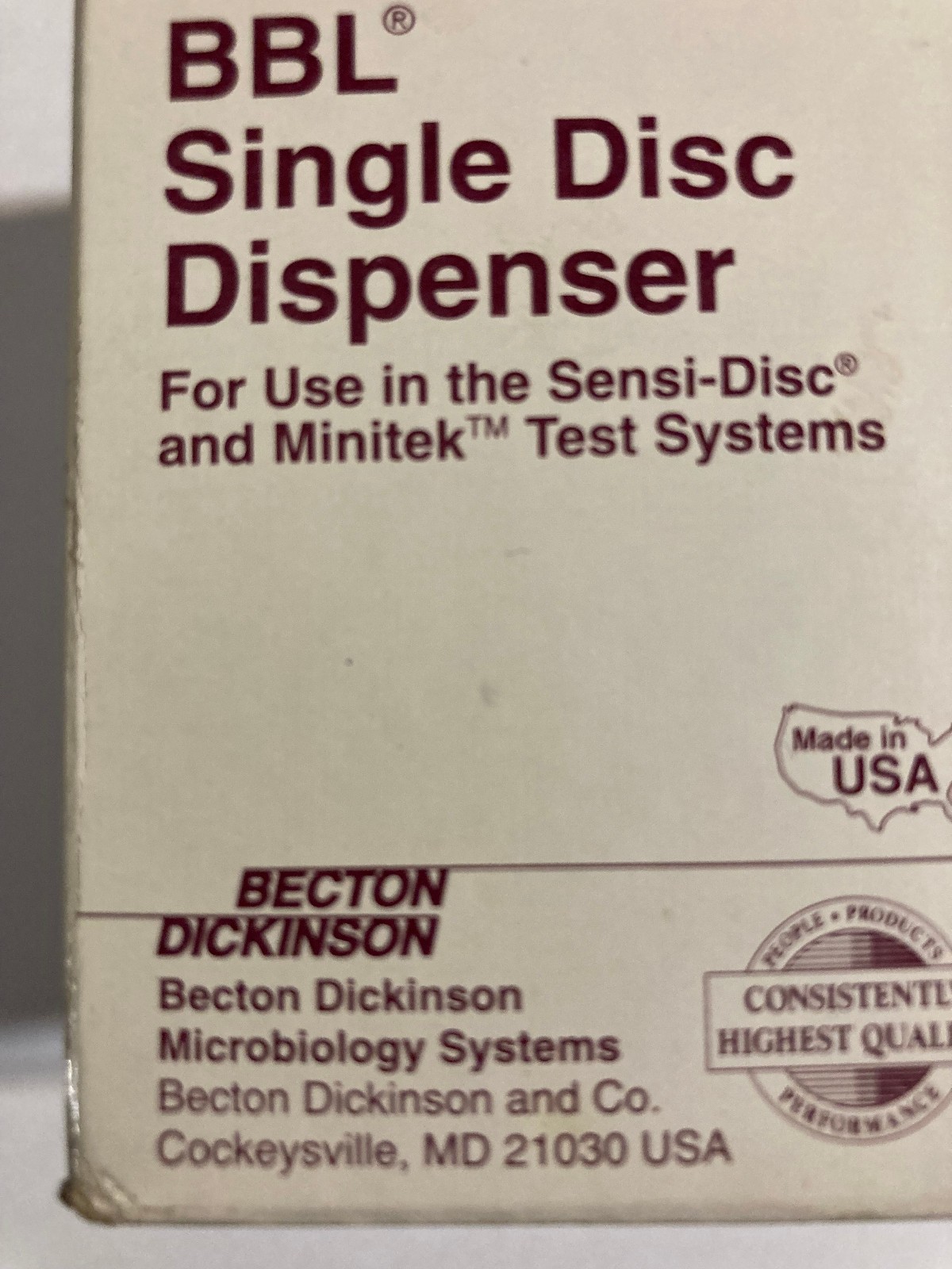 BD 260457 BBL Single Disc Dispenser For Sensitivity Discs-Metal- Each