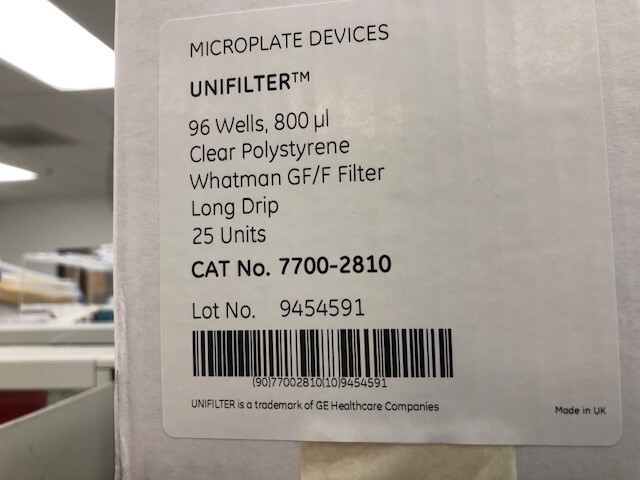 WHATMAN UNIFILTER Microplate Polystyrene 96 Well 800 µL, 25 Units, 7700-2810