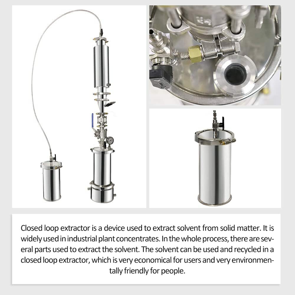 450G 3*18″ Jacketed Closed Loop Extractor with Collection Tank for Extraction