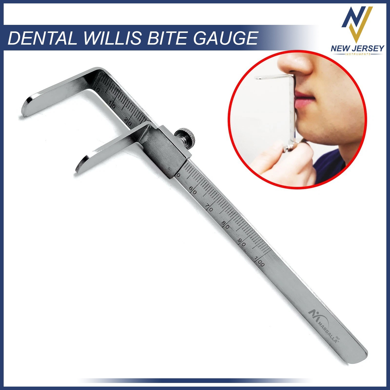 Dental Willis Bite Gauge Stainless Steel Orthodontic Dental Measurement Gauge