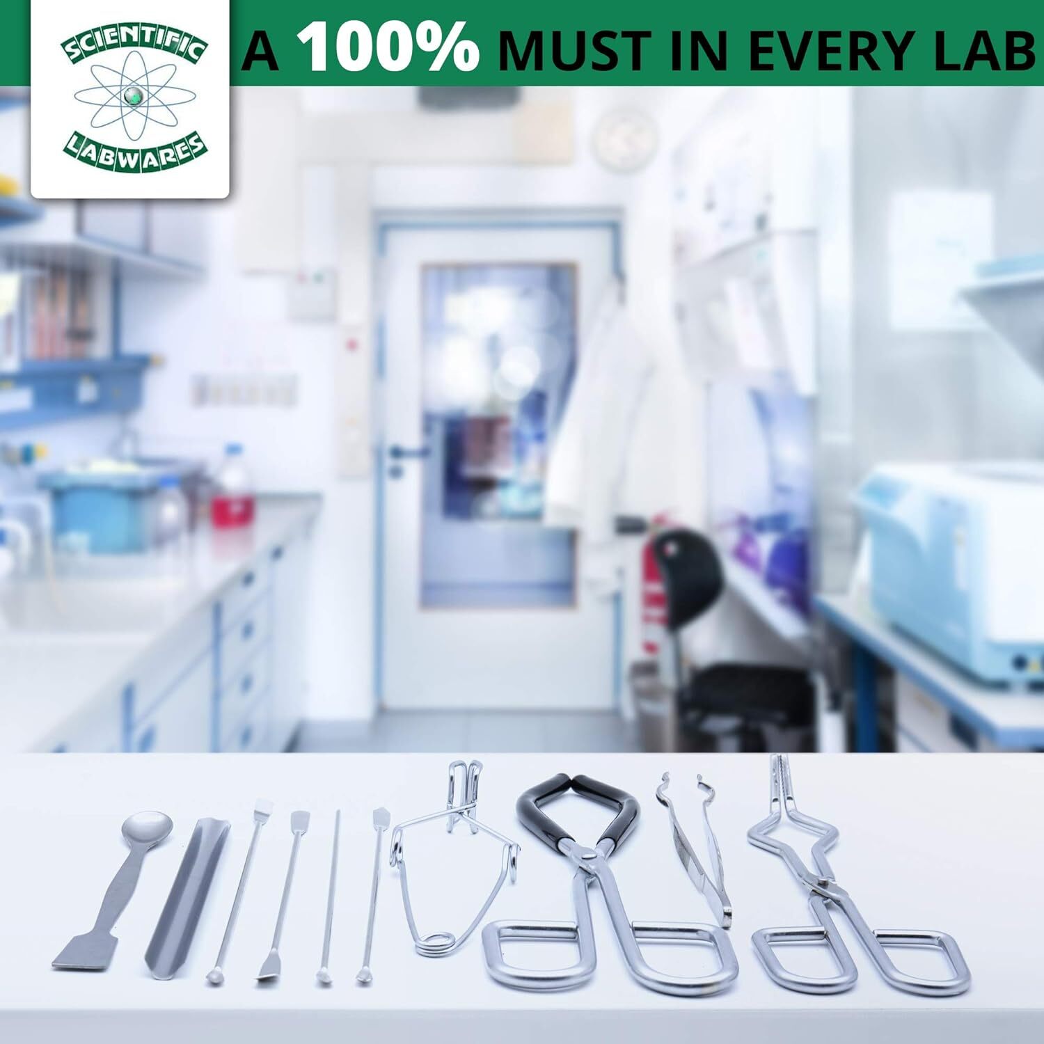 Scientific Labwares Silver Essential Lab Tools Starter Pack Crucible Beaker Tong