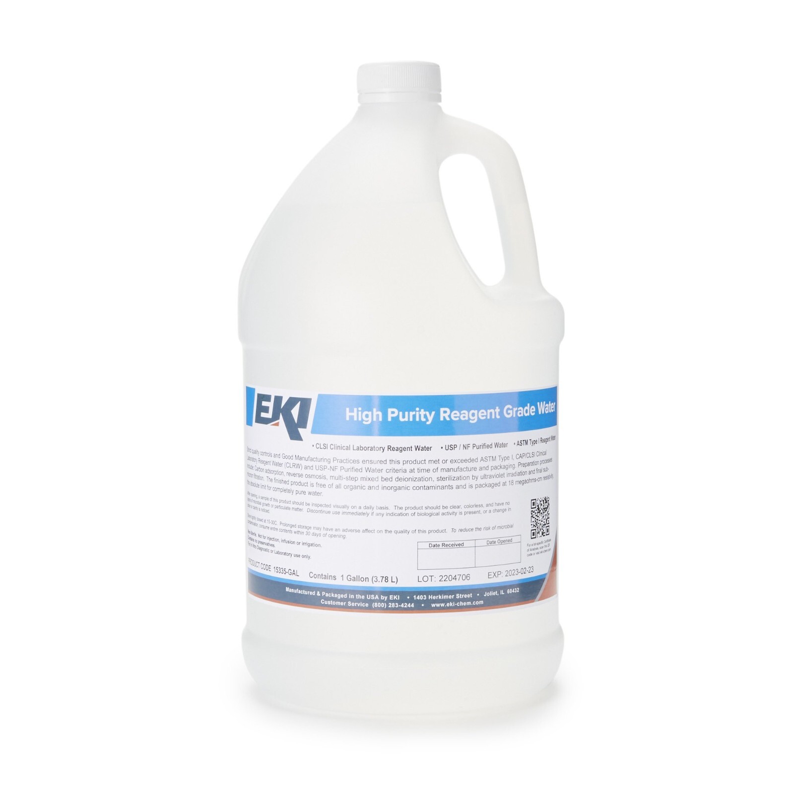 Chemistry Reagent Deionized Water Reagent Grade/ASTM Type I 100% 1 gal. | 15335