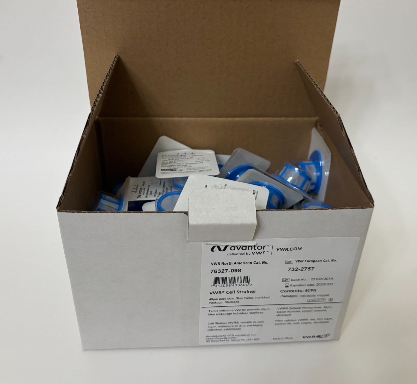 48 Pcs VWR 40 um Cell Strainer 732-2757 Sterilized Exp Date 20261031