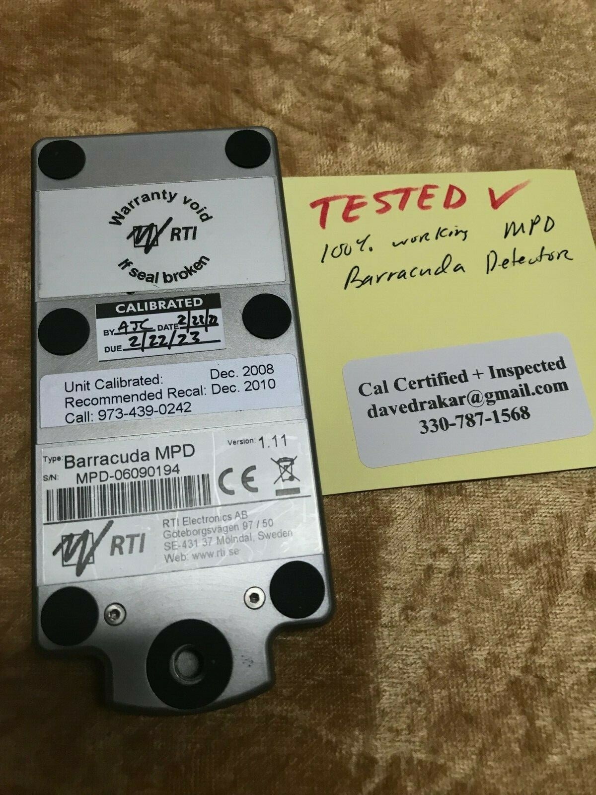 MPD Detector WIRELESS RTI Barracuda xray CT test radcal unfors raysafe fluke