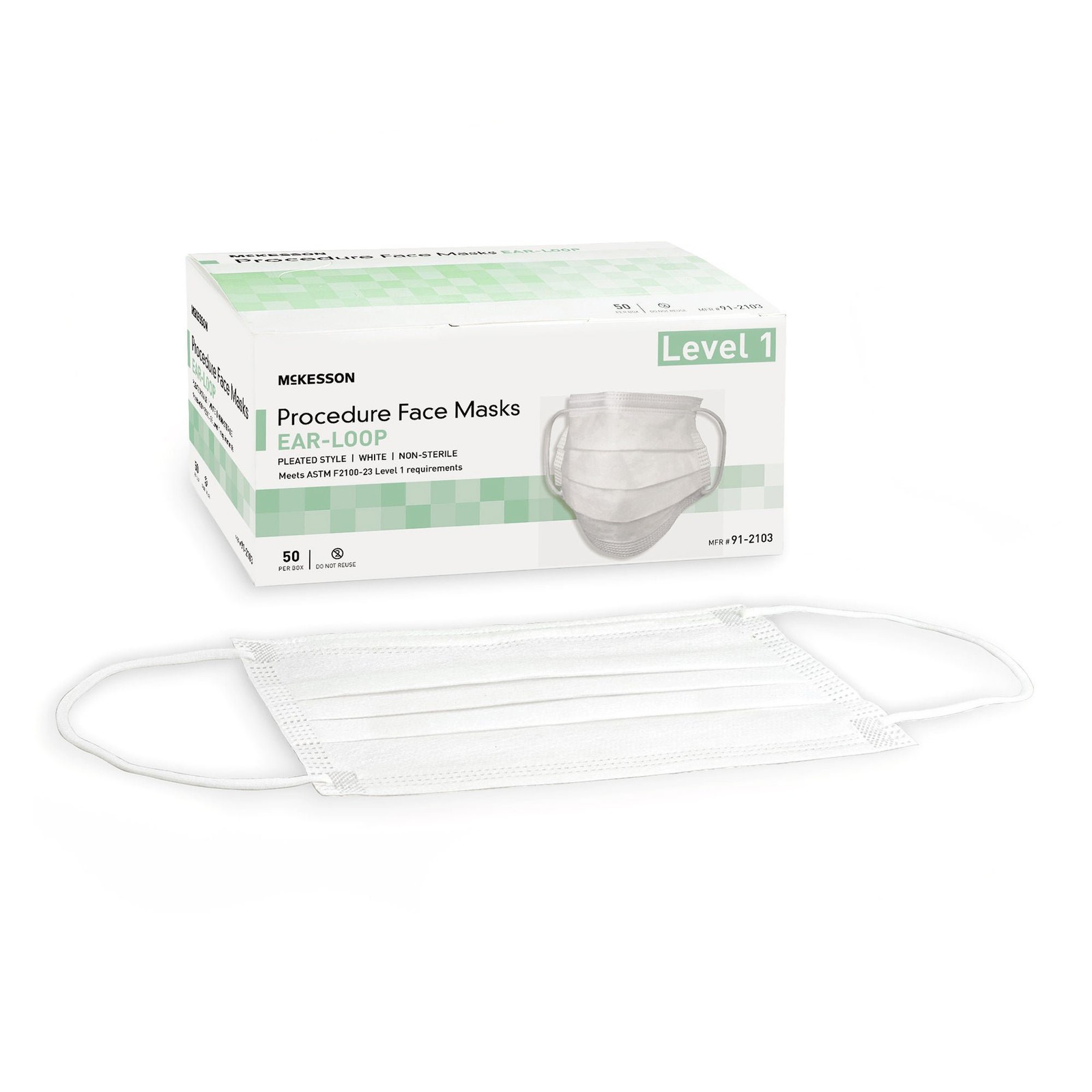 McKesson ASTM Level 1 Medical Face Masks, White (Case of 500)