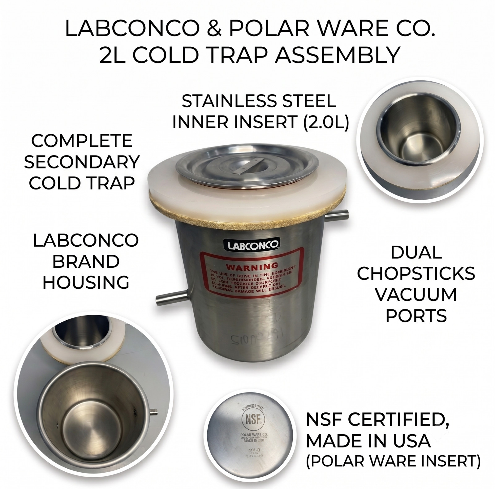 Labconco Stainless Steel Secondary Cold Trap 2L Polar Ware Insert Freeze Dryer