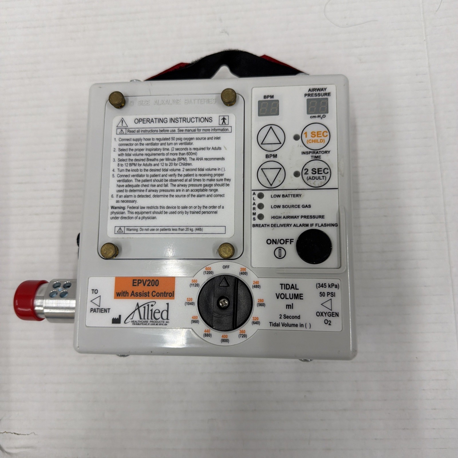 ALLIED HEALTHCARE EPV200 VENTILATOR W/ ASSIST CONTROL