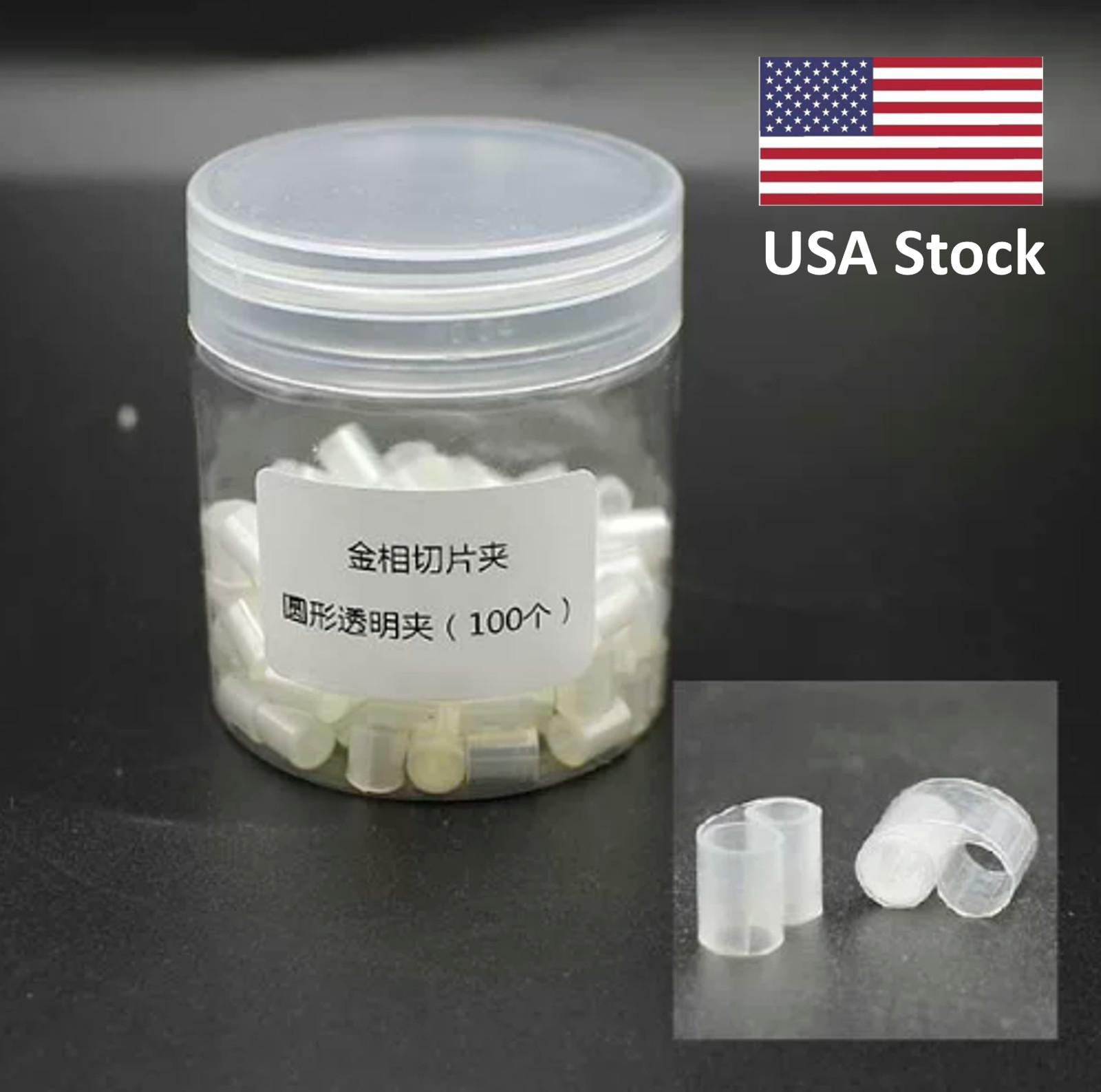 Pk of 100 Specimen Mounting Clips Materials Science Clear Plastic