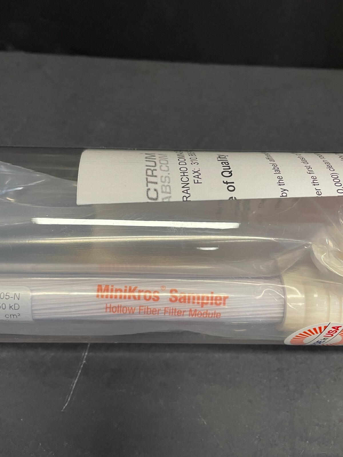 Repligen MiniKros Hollow Fiber Filter Sterile 20 cm 750 kD 1600 cm2