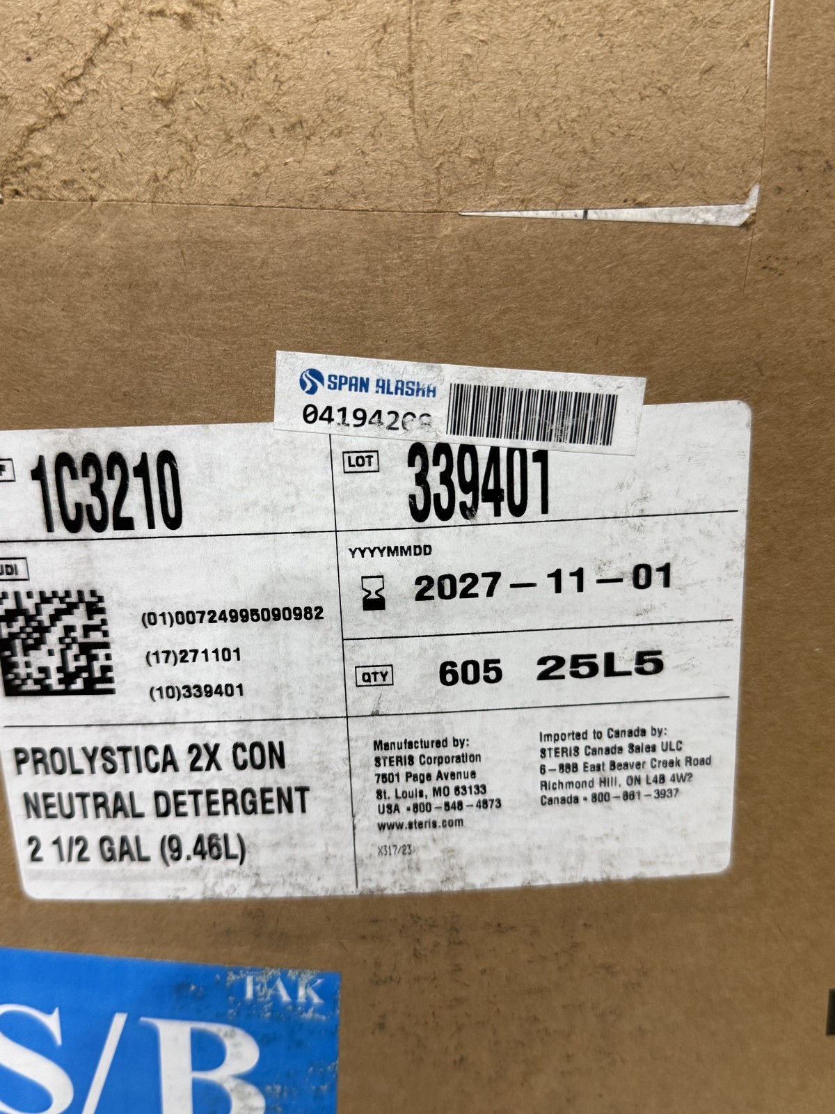 Steris Prolystica 2X Concentrate Neutral Detergent 2.5 Gal 1C3210 Degreaser New