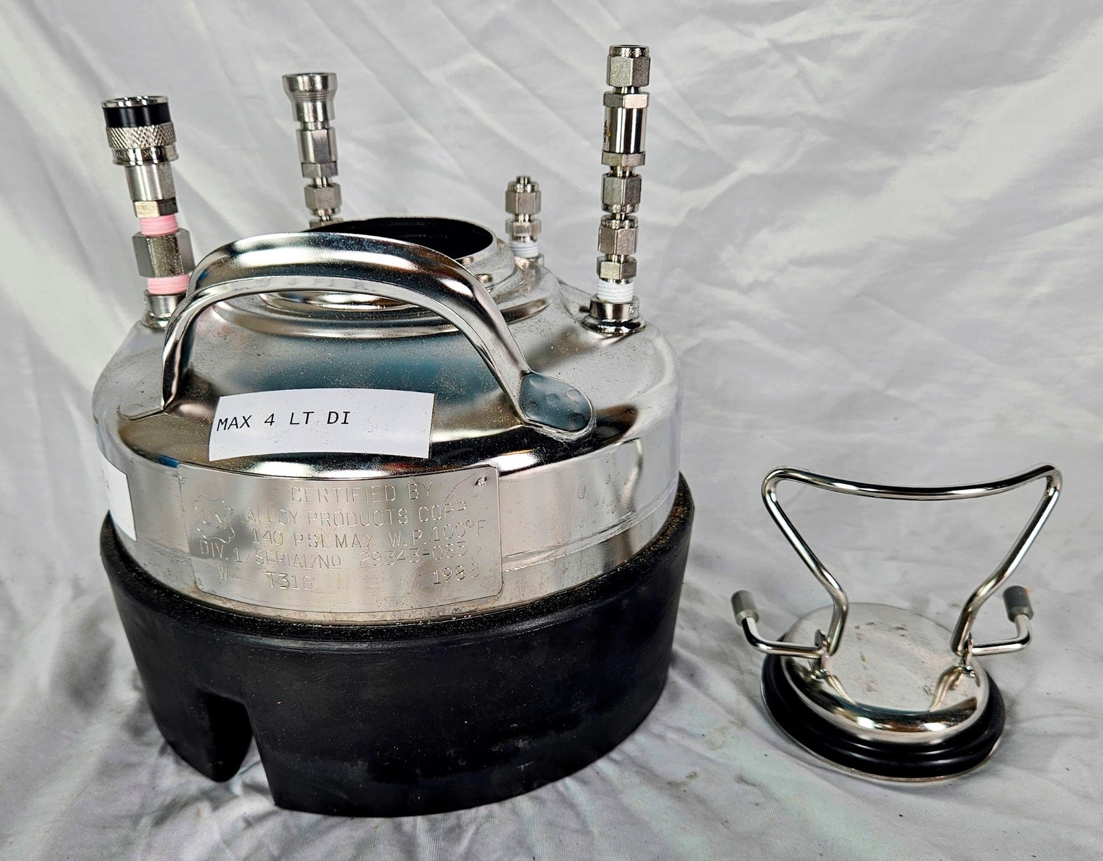 ALLOY PRODUCTS T316L 1LITER WIDE MOUTH ST STEEL PRESSURE VESSEL 90-DAY-WARRANT